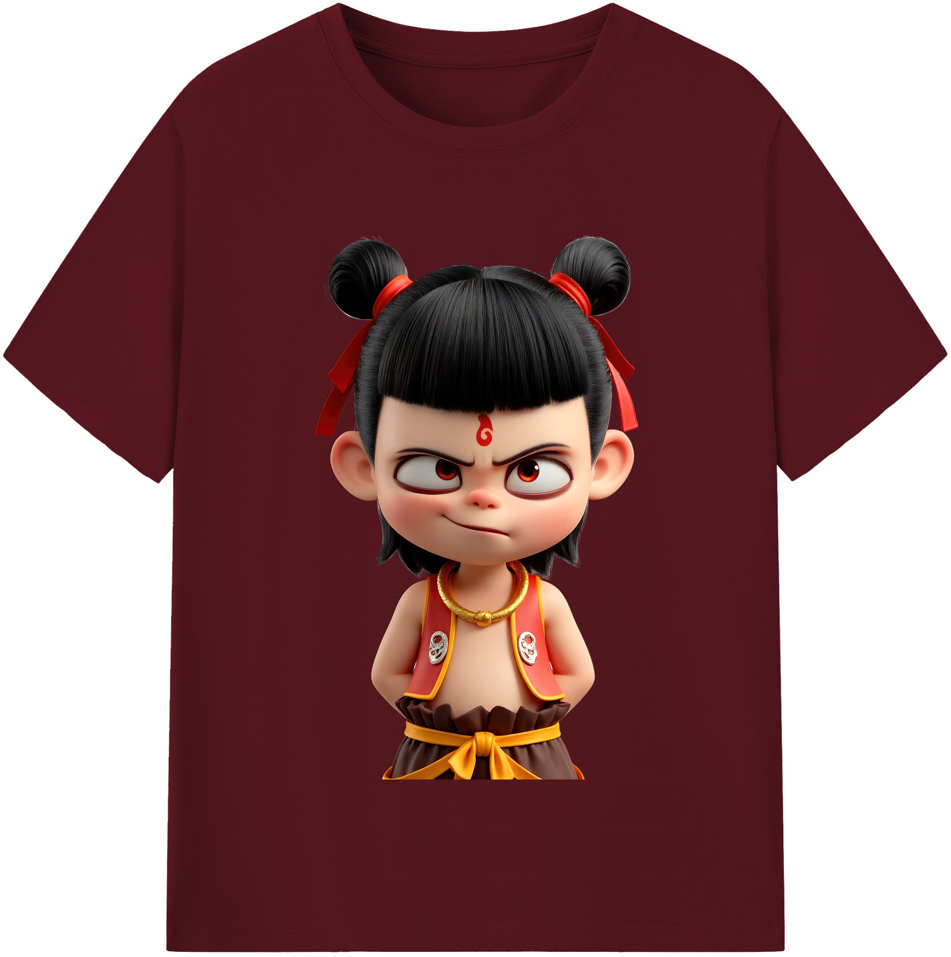 （画像用） Ne Zha 2 ナタ 魔童の大暴れ 綿100％半袖Tシャツ（フロントプリント）